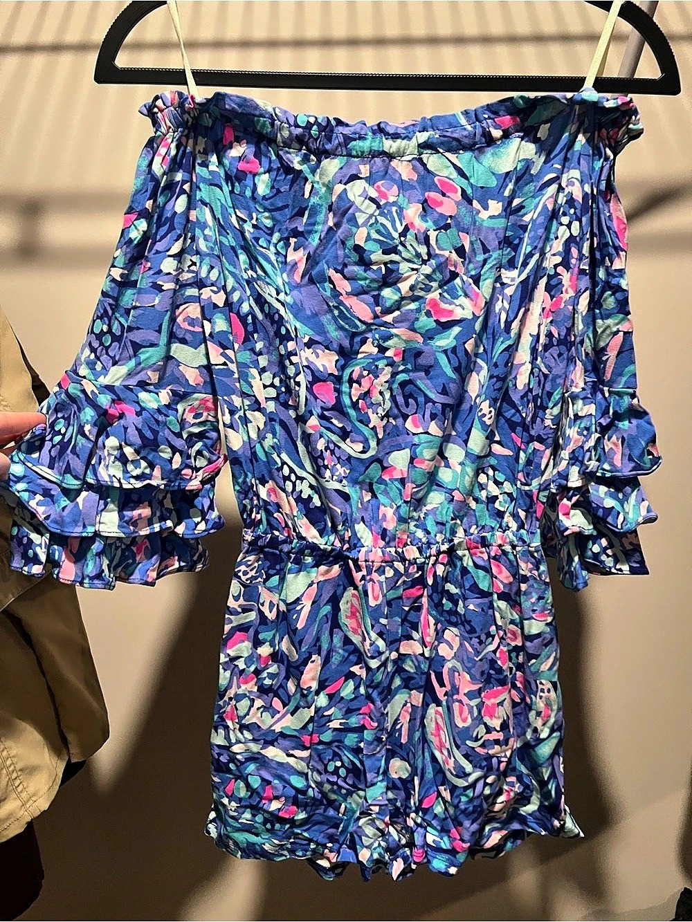 Lilly Pulitzer Floral Romper in Blue & Pink Size XS Like New